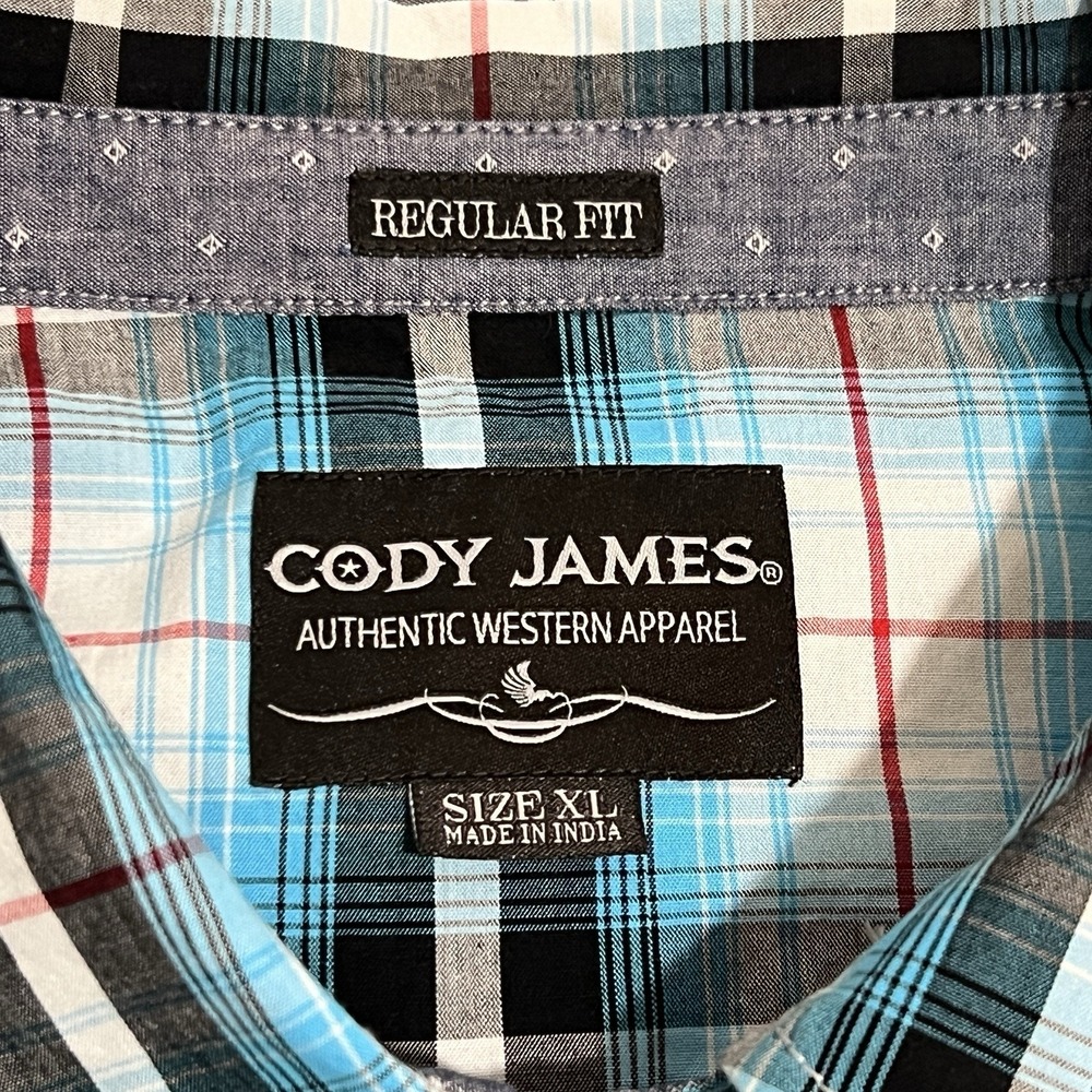 Cody James Western Short Sleeve Pearl Snap Plaid Shirt Multicolor Men Size XL - Picture 4 of 10